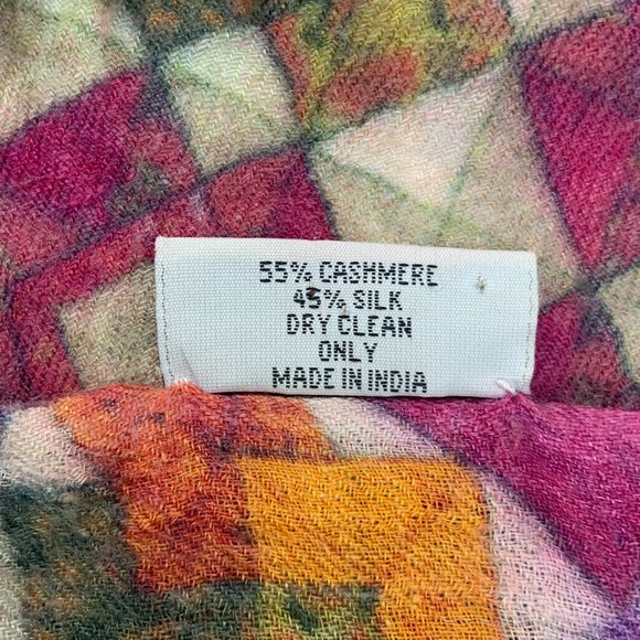 Bindya New York Cashmere Silk Multicolor Geometric Print Scarf Shawl - Picture 5 of 16